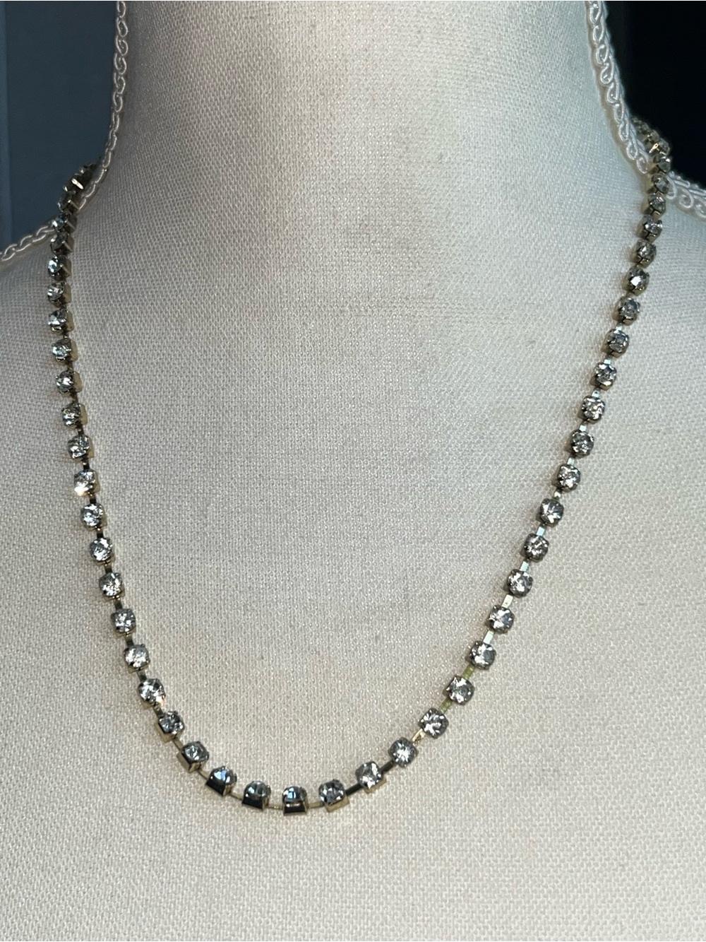 Silver & Gold-Tone Crystal Tennis Necklace